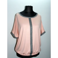 Bluzka Kama z błyszczącymi srebrnymi wstawkami - łososiowa